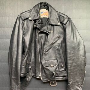 Vintage 1980s Excelled Leather Jacket Motorcycle Biker Made In USA Black Size 40